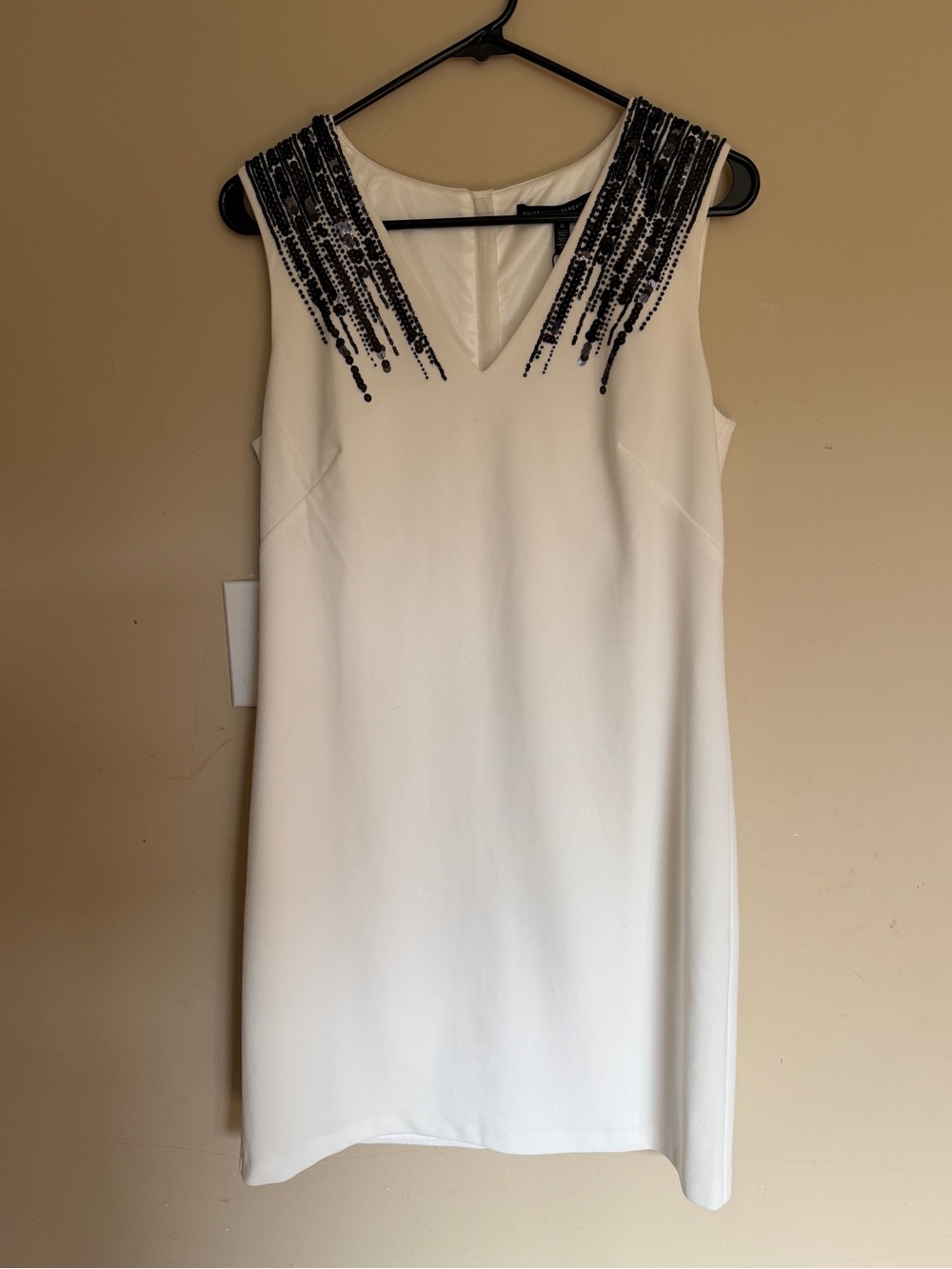 NWT Sleeveless Beaded V-Neck Shift Dress